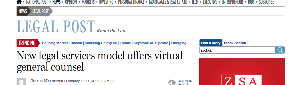 New legal services model offers virtual general counsel | Financial Post