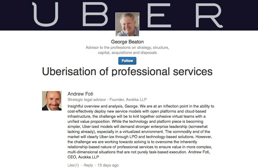 Uberisation of professional services